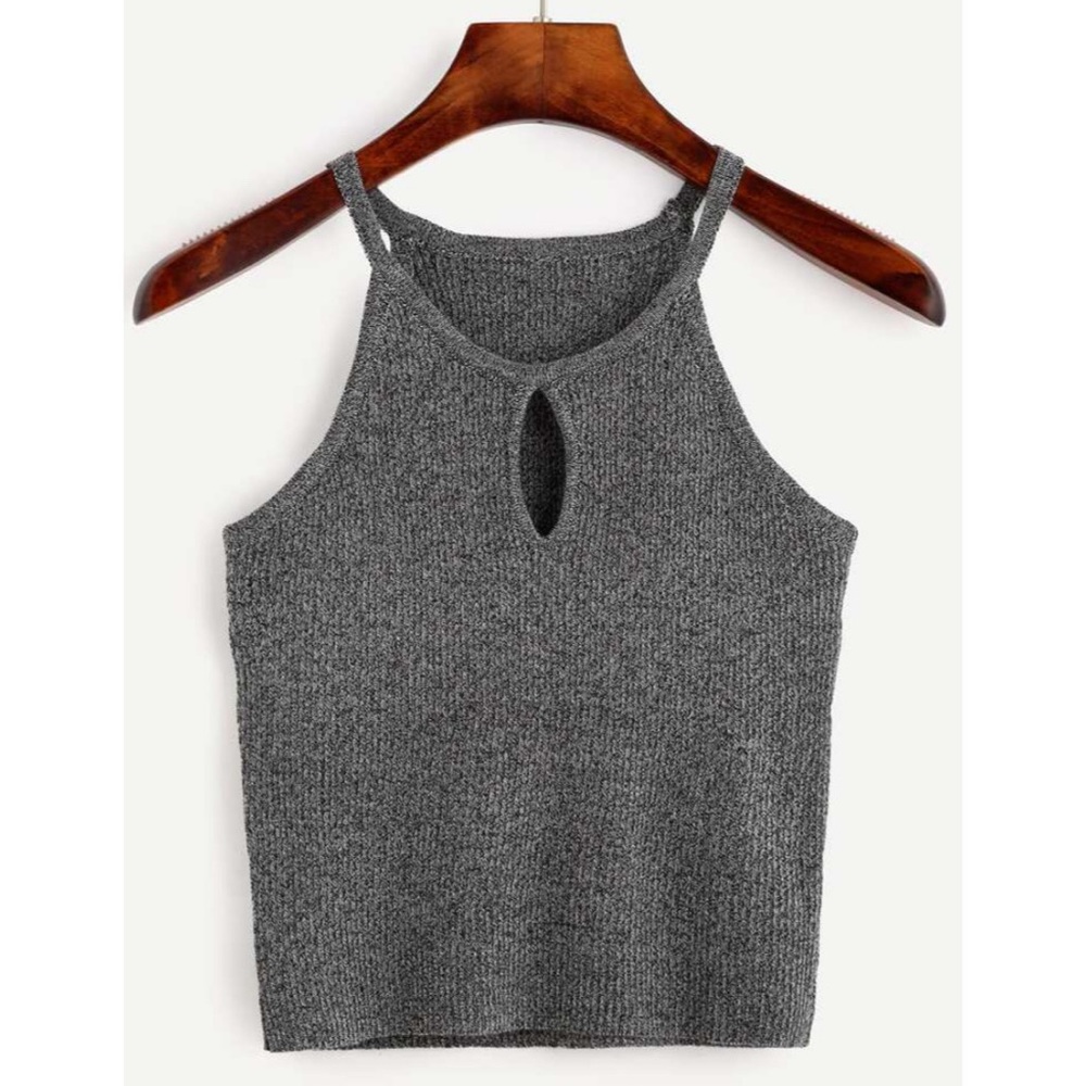 Grey Halter Cut Out Top